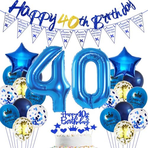 Blau 40. Geburtstag Dekoration Mann, Blau 40 Jahr Männer Geburtstagsdeko, Luftballon 40. Geburtstag Party Deko, Mann Geburtstagsdeko 40 Jahre, 40 Ballon, Deko 40 Jahr