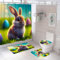 DDS-DUDES Oster-Duschvorhang-Set, niedliches Kaninchen, Ostern und blaue Eier für Badezimmer-Dekoration, Happy Easter Hase, wasserdichte Stoffvorhänge mit Haken, 180,3 x 180,3 cm (Braunes Kaninchen)