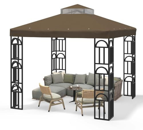 Go Beyond Pavillon-Ersatz-Baldachin, 25,4 x 25,4 cm, doppelstöckige Pavillon-Abdeckung mit Lüftungsschlitz, Pavillon-Abdeckung, Sonnenschutz, Polyester, für Gartenüberdachung, Terrassenpavillon,