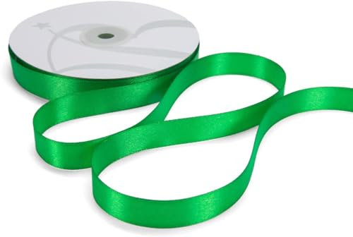Nastro Doppio Raso 10mm X 50 Metri per Artigianato, Natale, Decorazioni, Adatto Per confezionare Regali, Feste di Compleanno, Matrimoni, Bomboniere (Verde Smeraldo)