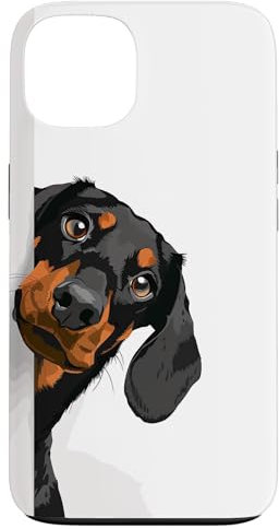 Black and Tan Dachshund Peeking Around Corner Dog Lovers Case for iPhone 13