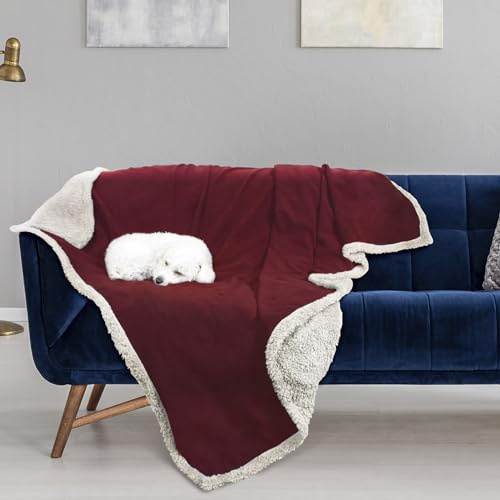 Kritter Planet Hundedecke Wasserdicht,wasserdichte Decke für Sofa 150x200cm | Waschbare Kuscheldecke, Tagesdecke‑Schutz für Hunde & Katzen, Bett, Auto und Outdoor,Wein/Taupe
