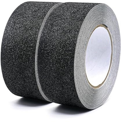 Cinta Antideslizante Negra 2 Rollos 5cm x 10m | Seguridad para Escaleras, Suelos y Rampas | Protección para niños, mayores y mascotas | Válido Interior y Exterior | Certificado REACH