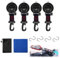 4Pcs Ventose con Gancio, Gancio a Ventosa con Gancio per Cinturino a D Ruotabile a 360°, Ganci a Ventosa Resistenti Vuoto con Gancio a S Incluso, Ganci per Tendalino Camper Auto Vetro Piastrella