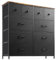 Nicehill Chest of Drawers with 10 Drawers, Dressers & Chests of Drawers Kids Dresser for Bedroom, Kids Room, Closet, Clothes, Fabric Dresser with Storage Drawers, Black