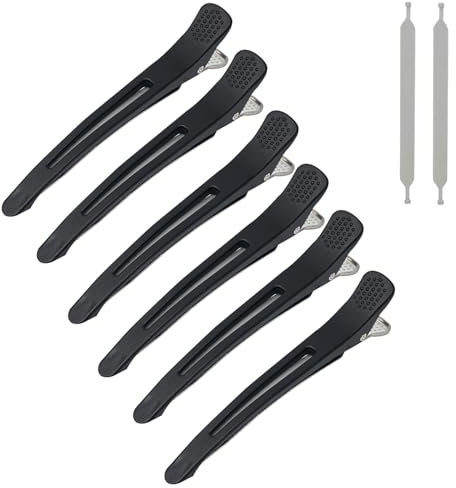 6 Stück Haarclips,haarklammern,friseurbedarf haarklemme,hair clips for styling,no trace haarklammer mit silikonband, abteilklammern friseur,haarclips locken fixieren,für dickes dünnes haar haarspangen