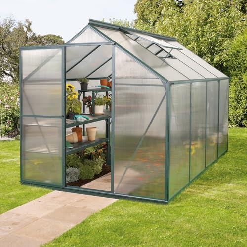 Vitavia Gewächshaus Triton 5000 inkl. Stahlfundament, smaragd grün, 5,0 m², 6 mm HKP | Wetterfestes & stabiles Treibhaus | Perfekt für Gemüse & Pflanzen | Robust & langlebig