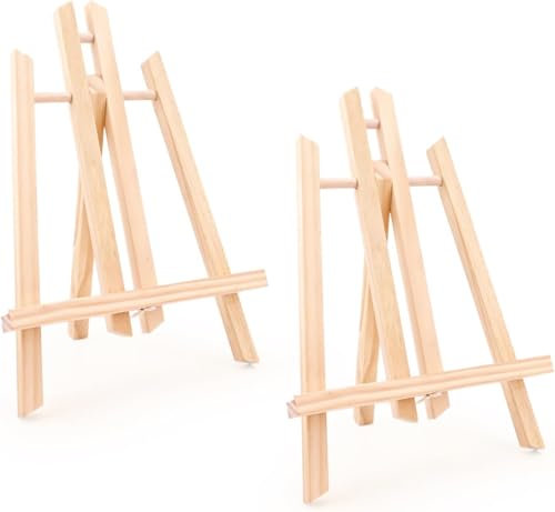 Lot de 2 mini chevalets en bois pour tableaux, tableaux, peinture, présentoirs (art déco)
