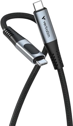 Verbatim Sync & Charge USB-C Kabel 240W PD 3.1 Display 120 cm Schnellladen | Magnetisches Ladekabel, USB-C auf USB-C Kabel für iPhone 17/16/15 Pro, Samsung Galaxy S25, MacBook Air, iPad, Pixel 9 schwarz
