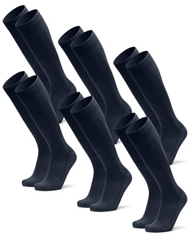 DANISH ENDURANCE Knee-High Bamboo Dress Socks, Knee Length Long Socks, Super Soft, Men & Women, 3 or 6 Pack, Navy, 43-47