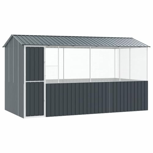 vidaXL Vogelkäfig Anthrazit 410 x 210 x 230 cm Verzinkter Stahl | Hält einiges aus, Hält deine Haustiere sicher und geschützt, Genug Platz für Vögel, um rumzufliegen