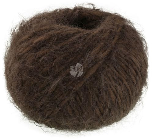 LANA GROSSA Basta| Garn im Fake Fur Look, locker verzwirnt, Franseneffekt& Merinofasern | Handstrickgarn, 50% Schurwolle & 50% Polyamid | 50g Wolle zum Stricken& Häkeln | 100m Garn FB 33