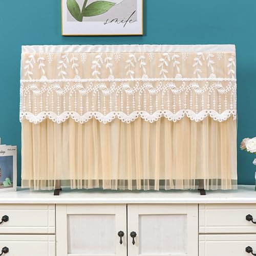 Treer Funda de Polvo para TV 32 a 75 Pulgadas, Funda para Televisor Tela de Encaje Cubierta Antipolvo TV Universal Lavable para Protector Cubierta Pantalla (62-65 pulgadas,T12-dorado)