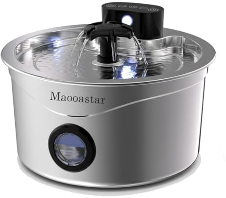 Fontaine à Eau Chat 2,6L INOX – Ultra Silencieuse <30dB – sans Fil Batterie 4000mAh – Capteur de Mouvement – Filtration Quadruple – Kit Complet avec Filtres – Maooastar®