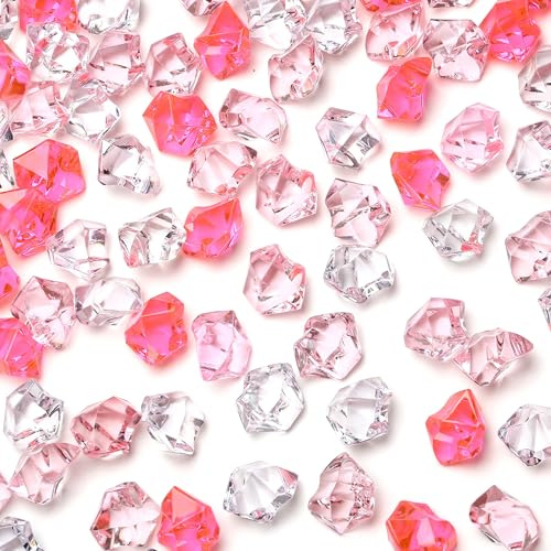 MAIBAOTA 165 PCS Large Pink Fake Crushed Ice Rocks Vase Fillers