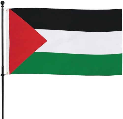 KIRZAX 1pcs Bandiere Palestina, 150 x 90cm Bandiera Palestinese,con 2 Occhielli,Bandiera Palestina Grande,per Festa Nazionale Celebrazione Giardino Casa Indoor Outdoor Decor