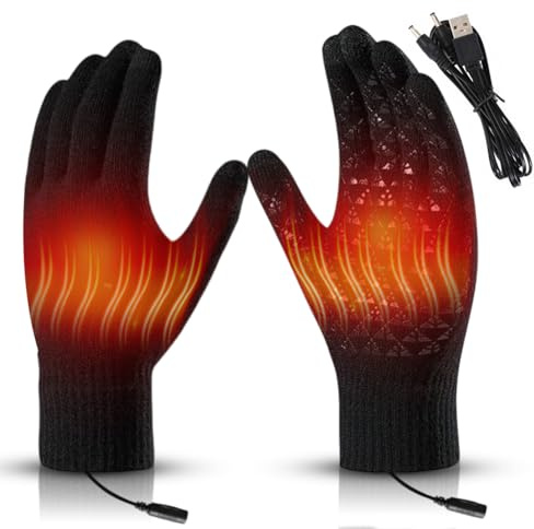 Zinueen Beheizbare Handschuhe Damen/Herren – USB Heizung Skihandschuhe mit Wärme (40-45°C), Touchscreen, Anti-Rutsch & Abnehmbar – Ideal für Ski, Motorrad & Winter