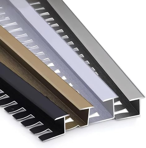 Treppenkantenprofil Einfassprofil Biegbar T-Form Abschlussprofil Länge 90cm Metallprofil Für Laminat, Parkett Und Fliesen(Gold,10-12mm)