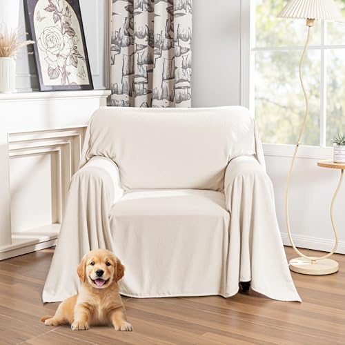 MYSKY HOME Sesselschoner für Relaxsessel Sofa Überzug 1 Sitzer | Weiß,1 Stück,180x230cm,Sesselbezug für Zuhause,Sesselüberwurf Armlehnenschoner für Haustieren,Sessel Bezug