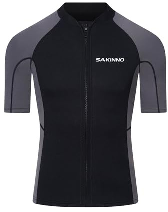 Miutii Herren Neoprenanzug Jacke 2mm Neoprenanzug Top Kurzarm Neopren Jacke mit Frontreißverschluss für Tauchen Surfen Schnorcheln Schwimmen