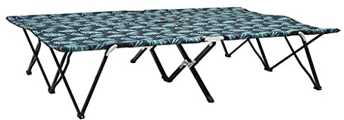 HGKMBRY Klappbare Sonnenliege für 2 Personen Blattmuster Stahl faltbar Doppelliege wasserdicht 600D Polyester leichtes Campingbett mit Stahlgestell 240 kg Kapazität erhöhtes Design