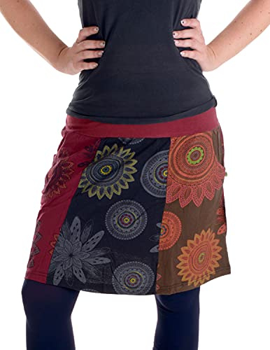 Vishes - Alternative Bekleidung - Mit Blumen bedruckter Patchworkrock aus Baumwolle - mit Taschen