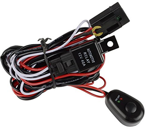 Safego Câblage à Barres Lumineuses Faisceau de Fil, Electrique avec Relais et interrupteur 12V 40A, Barre LED, pour SUV ATV et Camion Tout-terrain