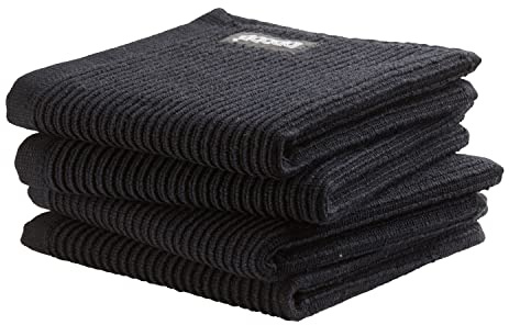 DDDDD, Spültücher, Basic, Küchenzubehör, Spüllappen, Putztücher, Baumwolle, Schwarz, 4 Stück