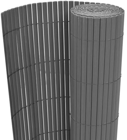 vidaXL Gartenzaun Grau 150 x 300 cm PVC | Super einfach zu transportieren und aufzubauen, Stabiles PVC, das dem Wetter standhält und UV-beständig ist, Schicke Linien,