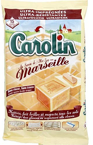 Carolin - Lingettes Ultra Imprégnées, Ultra Résistantes Au Savon De Marseille - 15 Lingettes - Lot De 3 - Livraison Rapide En France - Prix Par Lot