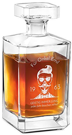 Maverton Bourbon Whisky Karaffe mit Gravur, Whisky Dekanter 700ml