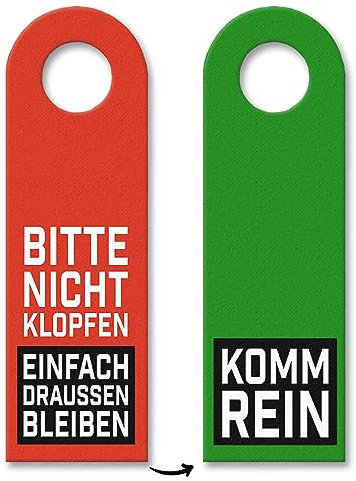 trendaffe - Nicht klopfen, einfach draußen bleiben oder Komm rein Türhänger in Rot-Grün