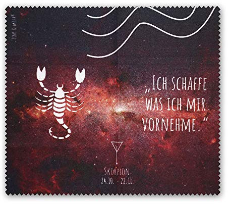 Brillenputztuch Sternzeichen SKORPION (24.10.-22.11.)- Mikrofasertuch zur Reinigung von Brille, Smartphone, Tablet, Display, Kamera