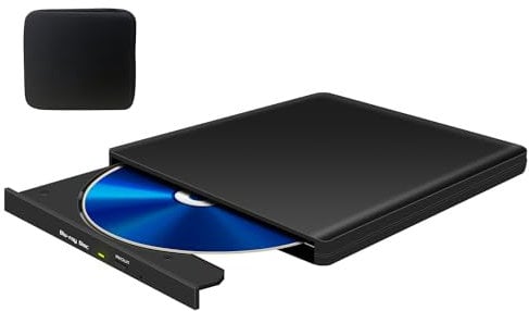 External Blu-ray Drives for PC: USB 3.0 Type-C Aluminum Blu ray Burner Writer with Carrying Case - Slim Portable 3D BD Bluray Drive for Laptop Mac Windows 11/10 MacBook Pro Air