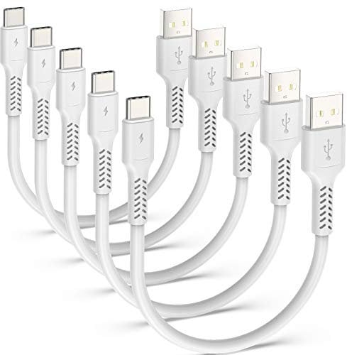 ADILIFT USB C Cable Short 0.2m 5Pack, 3A USB Type C Fast Charging Cable 20cm USB A to USB C Charger Cable Data Sync for Samsung Galaxy S10 S9 S8, Huawei P20/Mate20, for OnePlus 6T & More - White