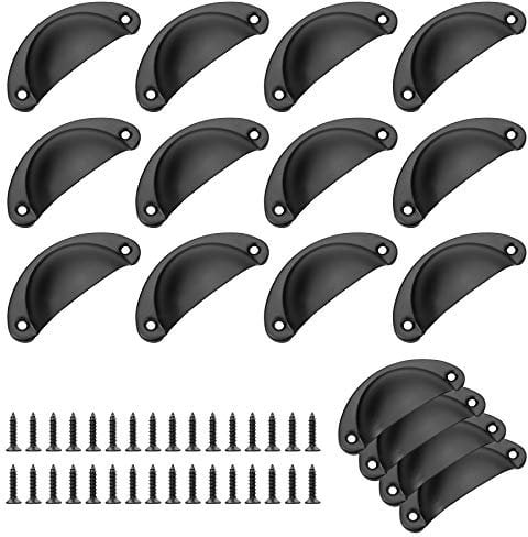 Bateya 16 Stück Muschelgriffe aus Eisen für Tür Schublade Schrank, Vintage-Stil Möbelgriff Küche Schrank Türgriffe aus Metall antike Shell Griffe mit Schrauben
