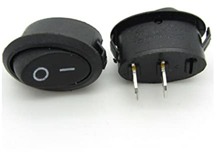 Mini interruptor ovalado 25 x 17 mm 6 A 250 V 2 pin negro on off 0/1 switch balanza
