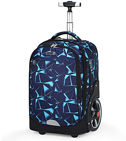 ANSIEDIO Trolley Rucksack Schulrucksack Multifunktionaler Rucksack Schultaschen Koffer Reise Schule Rucksack für Jungen Mädchen (Geometrisches Dreieck)