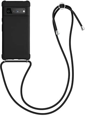 kwmobile Necklace Case kompatibel mit Google Pixel 6 Pro Hülle - Cover mit Kordel zum Umhängen - Silikon Schutzhülle Schwarz