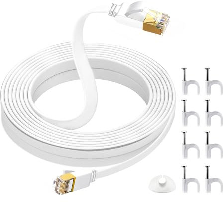 HuLuWa CAT 7 Netzwerkkabel,Netzwerkkabel Flach Lan kabel 5meter,Patchkabel Cat 7,Gigabit Ethernet,RJ45 kabel für PS5/4 Router Modem TV Laptop