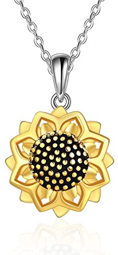 VONALA 925 Sterling Silber Sonnenblume Kette Golden Blume Anhänger Halskette Goldschmuck für Damen Mädchen