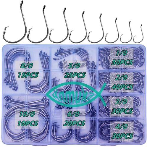 Circle Hooks Fishing Hooks 2X Strong 170PCS/Box|220PCS/Box Octopus Catfish Fish Bulk Fishing Hooks Set Saltwater Freshwater Gear Equipment#1 1/0 2/0 3/0 4/0 5/0 6/0 8/0 10/0