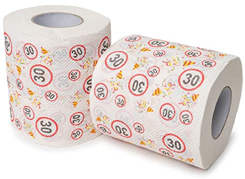 Papier toilette Happy Birthday, pour le 30e anniversaire, 2 rouleaux, décoration de fête et emballage cadeau, papier toilette à thème amusant, Fun Toilet Paper