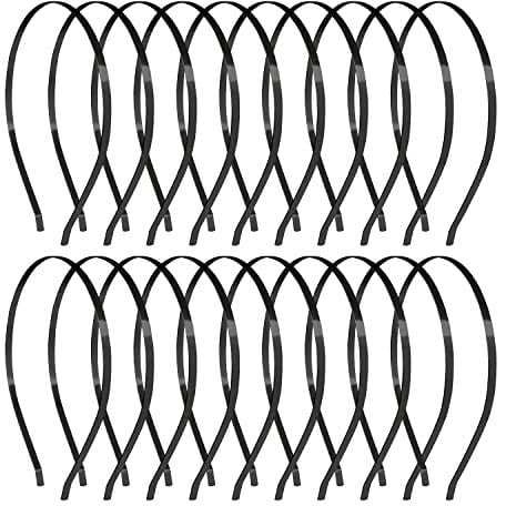 20 Pack Bulk 5 MM Thin Black Plain Blank Hard Wire Metal Headbands Base Hair Bands Clasps Tiara DIY Crafting Accessories for Women