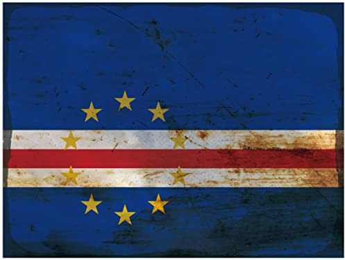 Blechschild 30x40cm gewölbt Flagge Kap Verde Flag Cape Verde Rost Deko Geschenk Schild