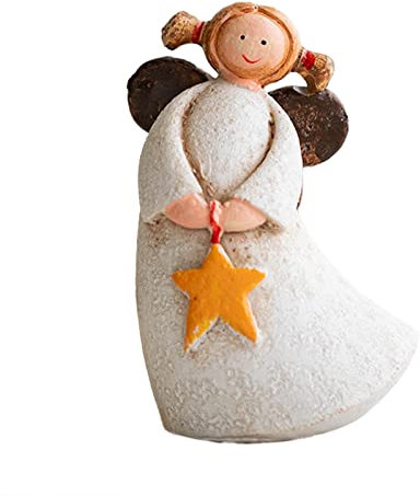 Engel Weihnachtsschmuck niedliche Gedenkstatue Putten Engel Harz Garten Statue Figur Indoor Outdoor Hausgarten Dekoration Flügel Engel Statue Skulptur Memorial Statue Korbregal Bad (C, One Size)