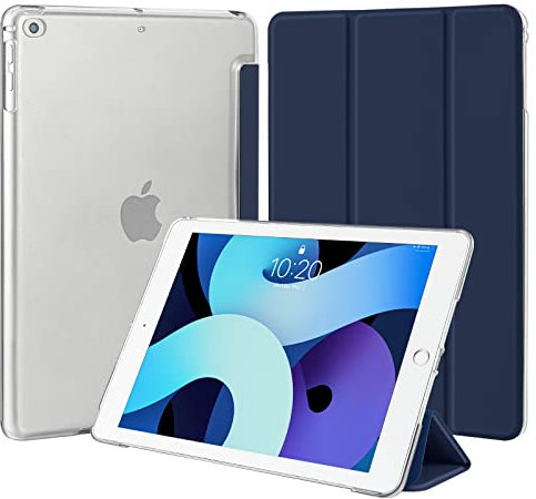 4UBonLife Custodia per iPad 6a /5a Generazione 9,7 Pollici 2018/2017, per iPad Air 1 2013/Air 2 2014 Cover Protettiva Rigida, Sottile e Leggera con Traslucida Posteriore Opaca Cover, Blu Scuro