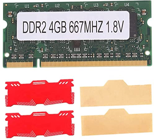 Qwertfeet Memoria Ram para PortáTil DDR2 de 4GB + Chaleco de RefrigeracióN 667Mhz PC2 5300 SODIMM 2RX8 200 para Memoria AMD para PortáTil