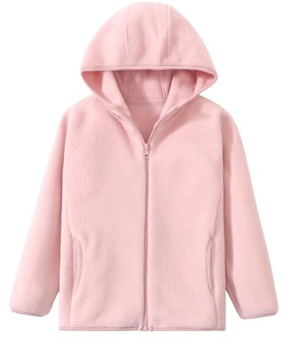 ANIMQUE Bambino Bambini Pile Polare Giacca Adulti Giacca con Cappuccio Cerniera Caldo Antivento Cappotto Solido Genitore-Bambino Leggero Capispalla Tops, Rosa 120