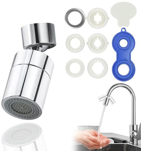 DGHOME 360° Rotatable Kitchen Tap Spray Head, 2 Spray Modes Kitchen Tap Aerator for Tap End, Soft Stream/Strong Stream, Solid Brass